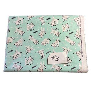 Mint Green Fabric With Cute Cat Print By Camelot Design Studio 30" X 42" Cotton
